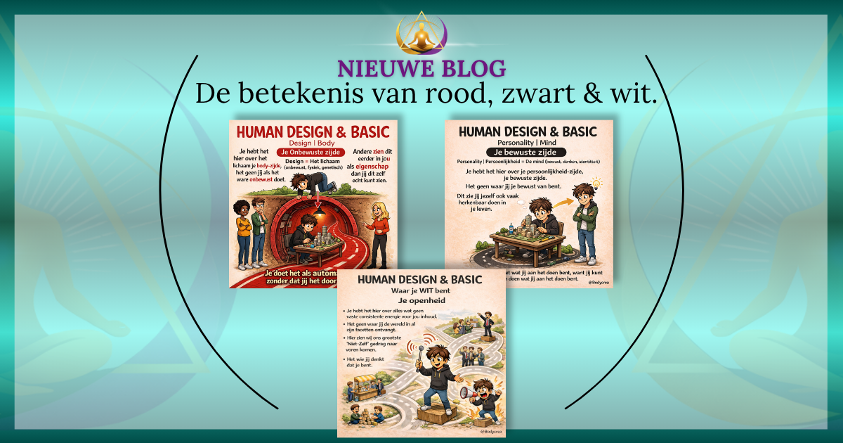 De betekenis van rood, zwart en wit in een Human Design chart: onbewuste, bewuste en open delen van het ontwerp